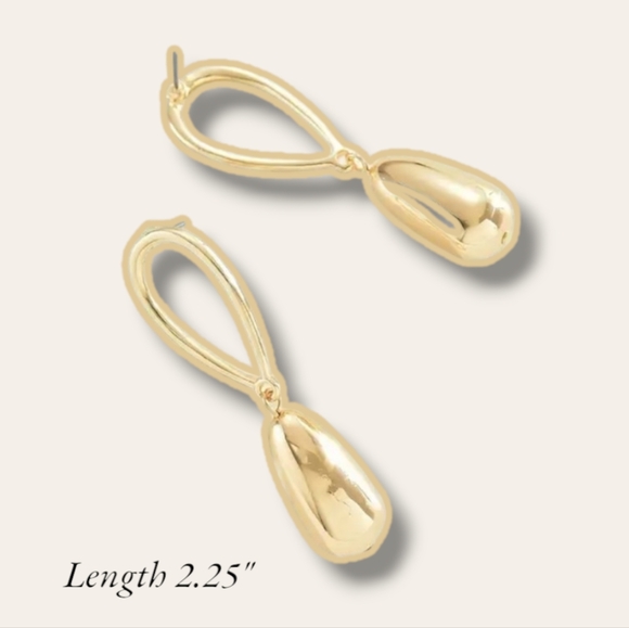 🍁 SALE 🧡 Nwt Glamorous Golden Waterdrop Dangle Earring - Picture 3 of 3